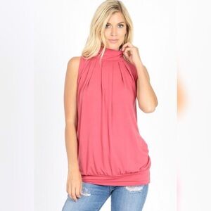 Unique Love mock neck top-rose